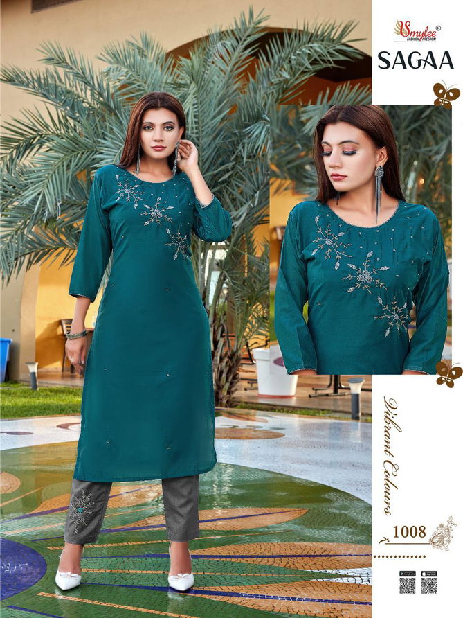 Smylee Sagaa Designer Ethnic Wear Designer Kurti With Bottom Collection